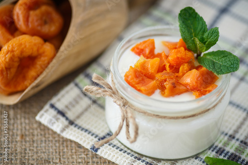 sweet homemade yogurt with dried apricots