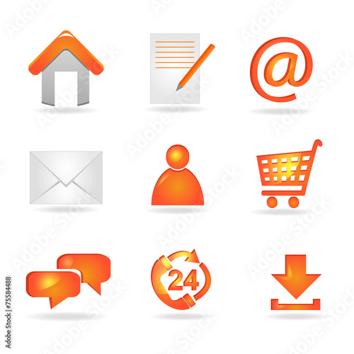 Zestaw ikon www - szaro-pomarańczowe