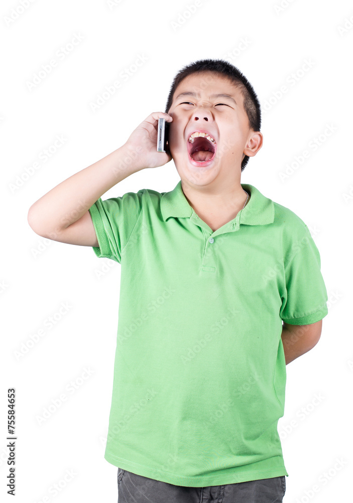 little boy with mobile phone isolated on white background little boy with mobile phone isolated on white background