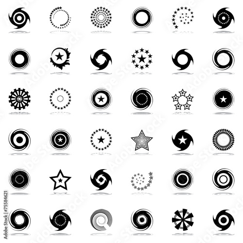 Stars and rotation design elements set.