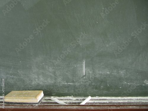blackboard with chalk and eraser