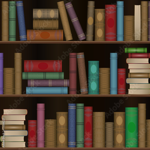 a library shelves with old books