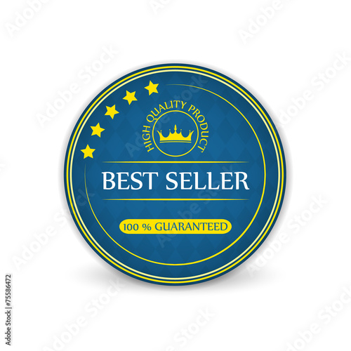 Best seller vector label with royal crown on a white background