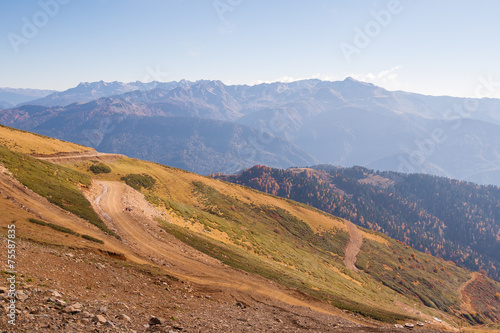 beautiful Western Caucasus mountains in autumn