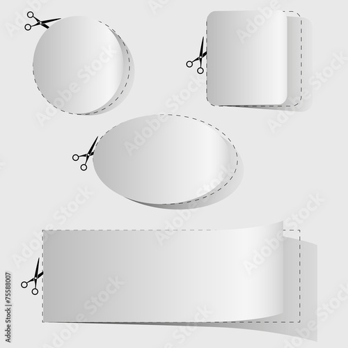 Blank white advertising coupon cut from sheet of paper.