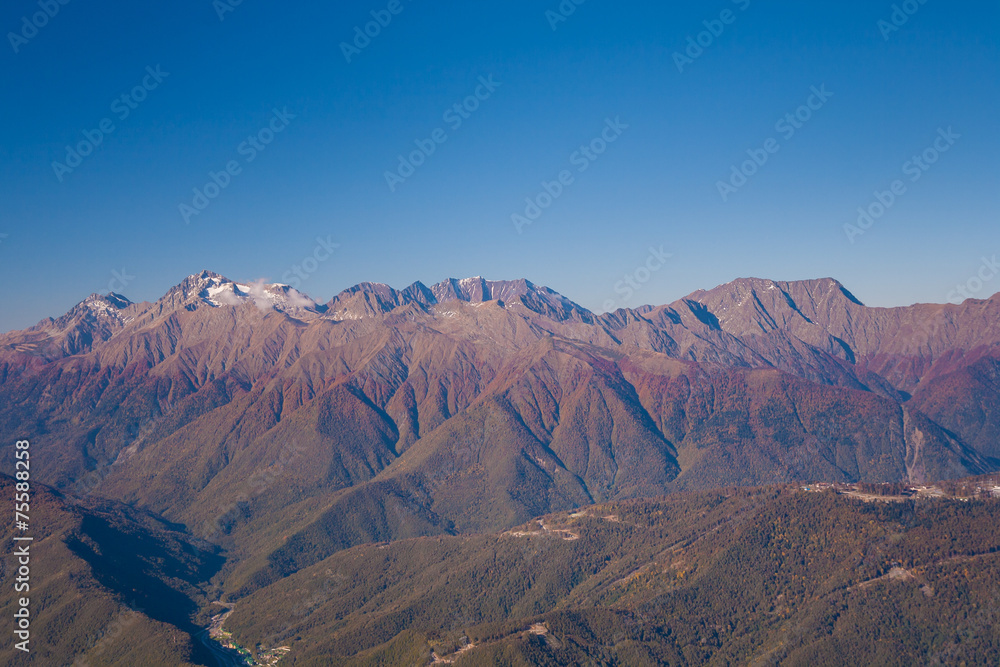 beautiful Western Caucasus mountains in autumn