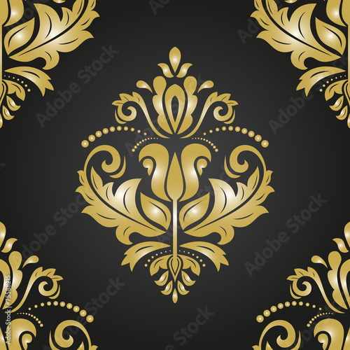 Golden Seamless Vector Pattern. Orient Background