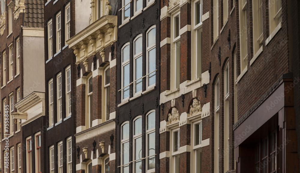 Typical architecture of dutch buildings front Typical architecture of dutch buildings front