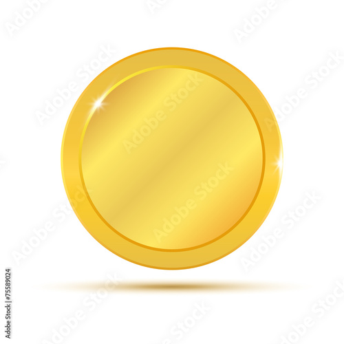 Gold coin. Vector illustration isolated on white background