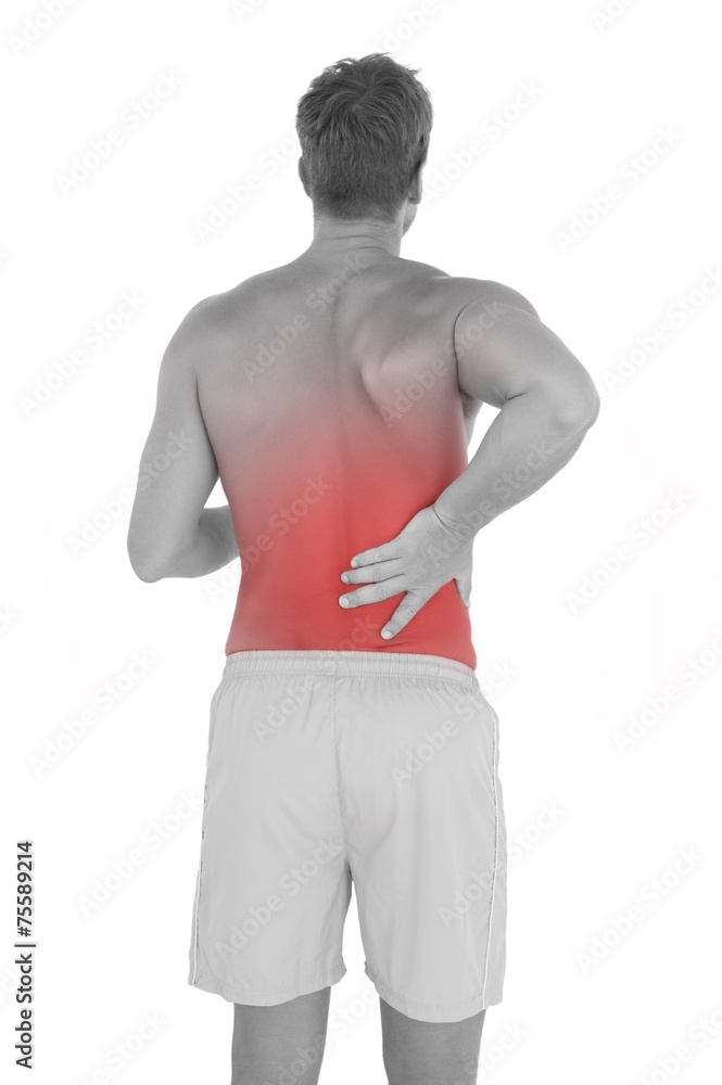 Fototapeta premium Man with shorts suffering from back pain