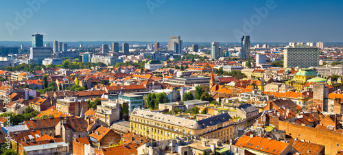 Zagreb aerial skyline rooftops view photo