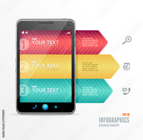 Vector smartphone with infographic option banner