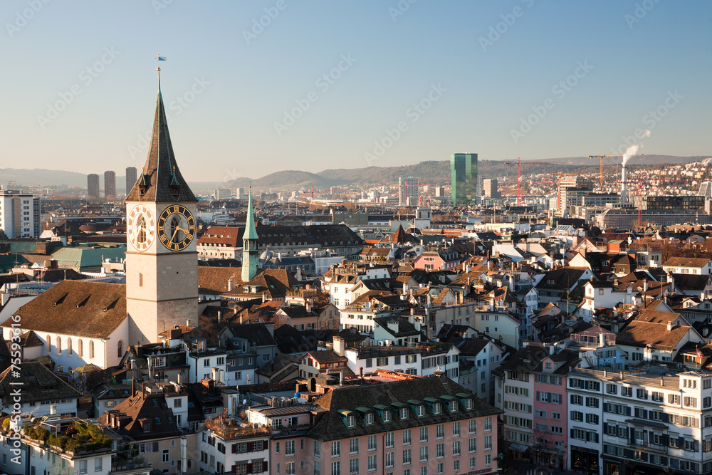 Blick vom Grossmünster auf Zürich