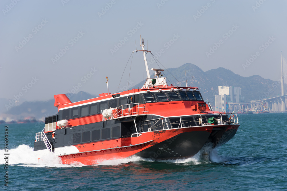 Obraz premium Jetfoil ferry in Hong Kong (香港 高速フェリー)