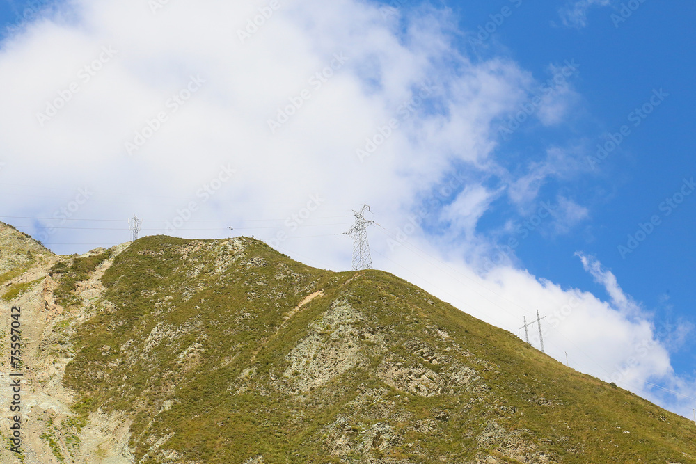 Fototapeta premium power tower on the mountain
