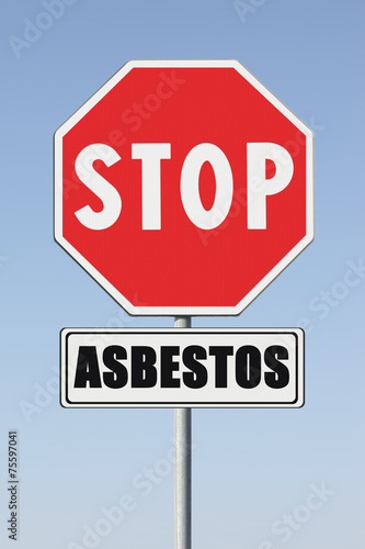 Stop asbestos concept. Stop Asbeston written on signpost