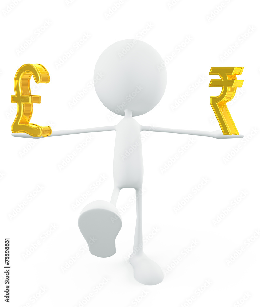 White character with pound and rupee sign White character with pound and rupee sign