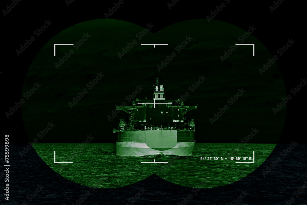 Sea freight and contemporary threat of terrorism - Concept Photo