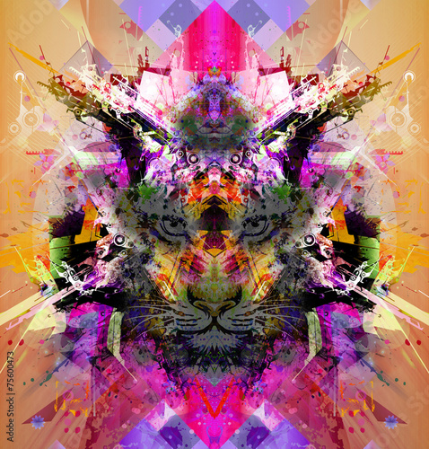 Fototapeta Naklejka Na Ścianę i Meble -  яркий абстрактный фон с тигром