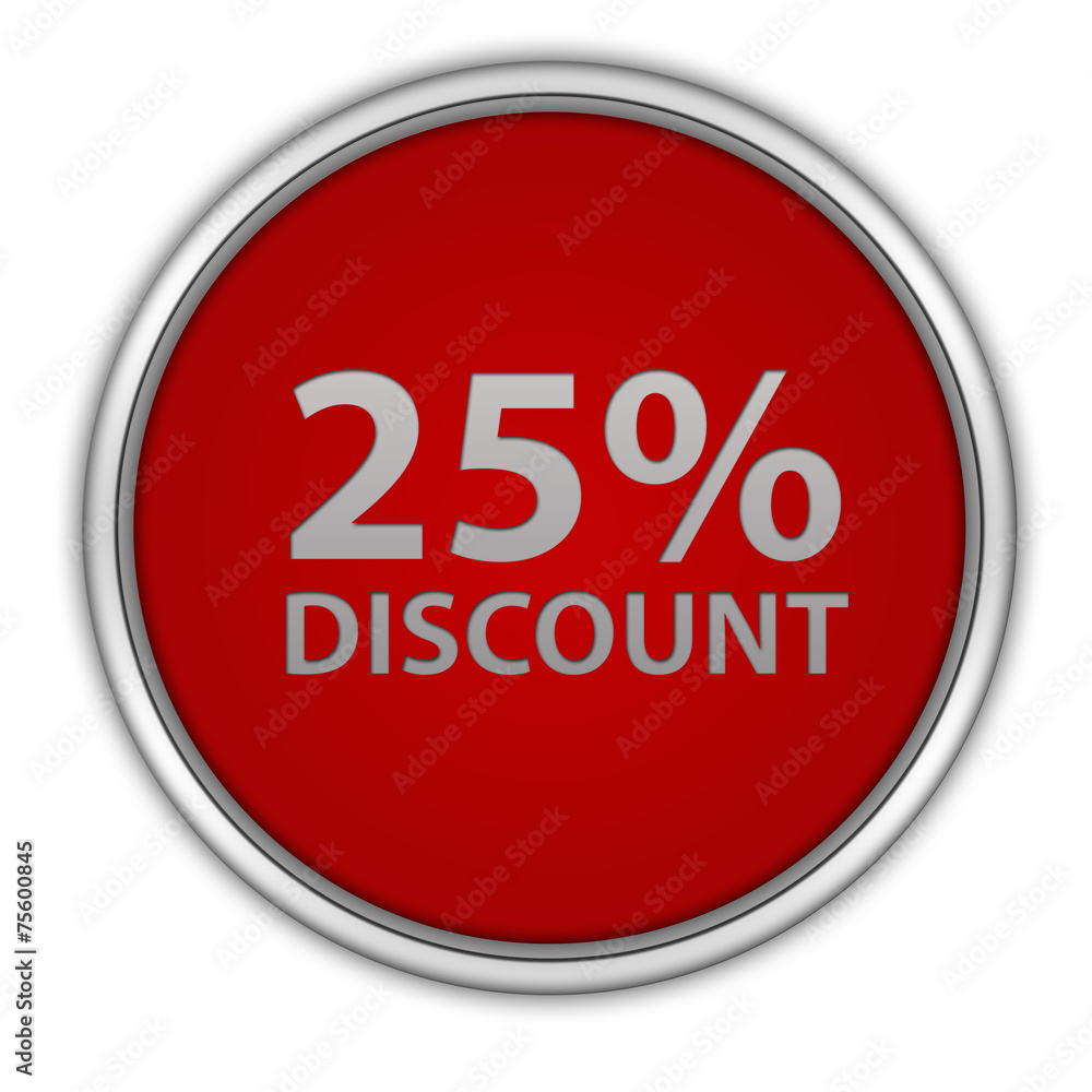 Discount 25 circular icon on white background Discount 25 circular icon on white background