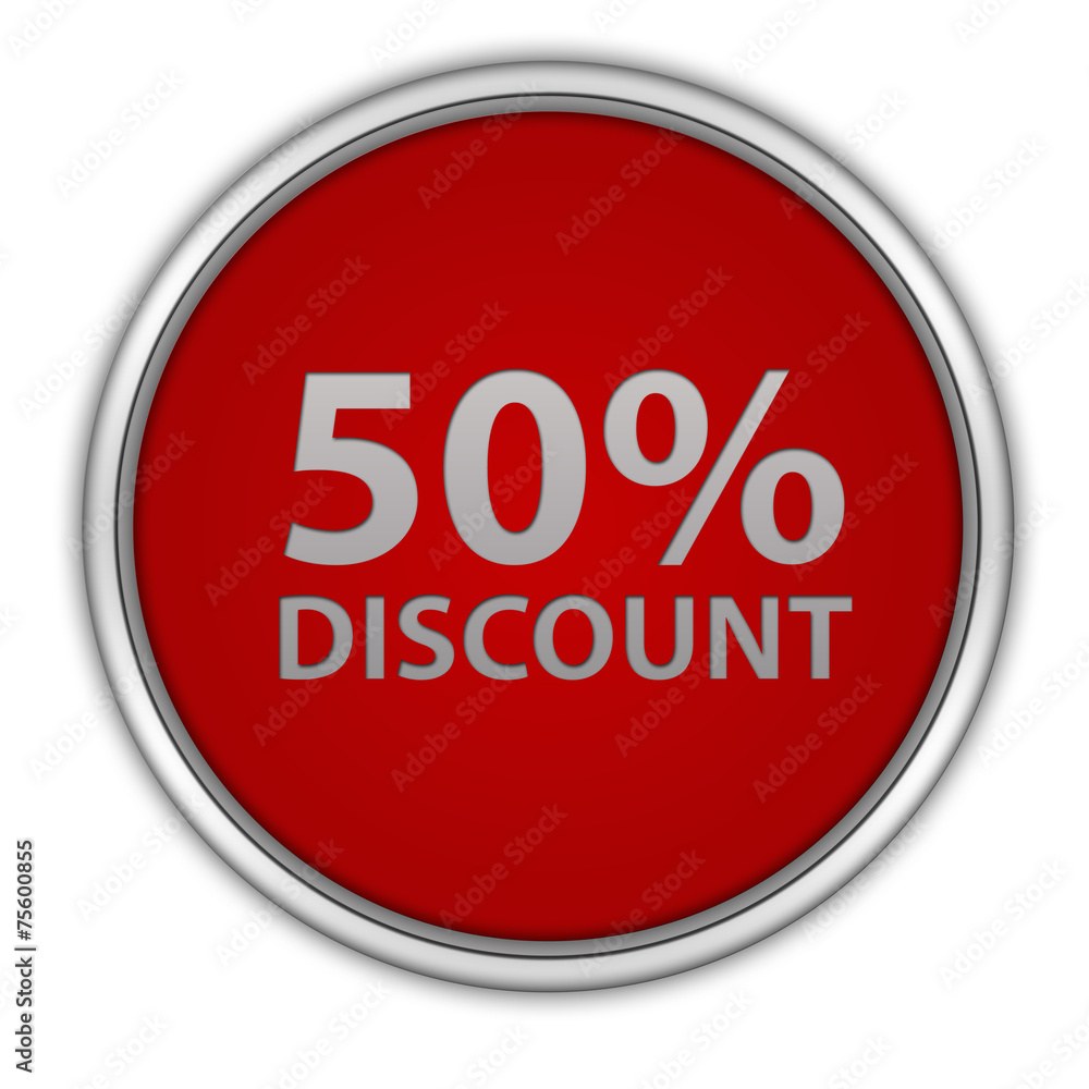 Discount 50 circular icon on white background Discount 50 circular icon on white background