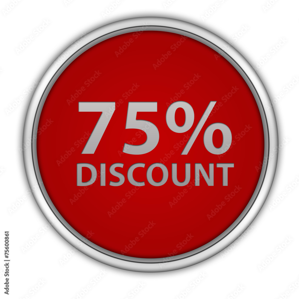 Discount 75 circular icon on white background Discount 75 circular icon on white background