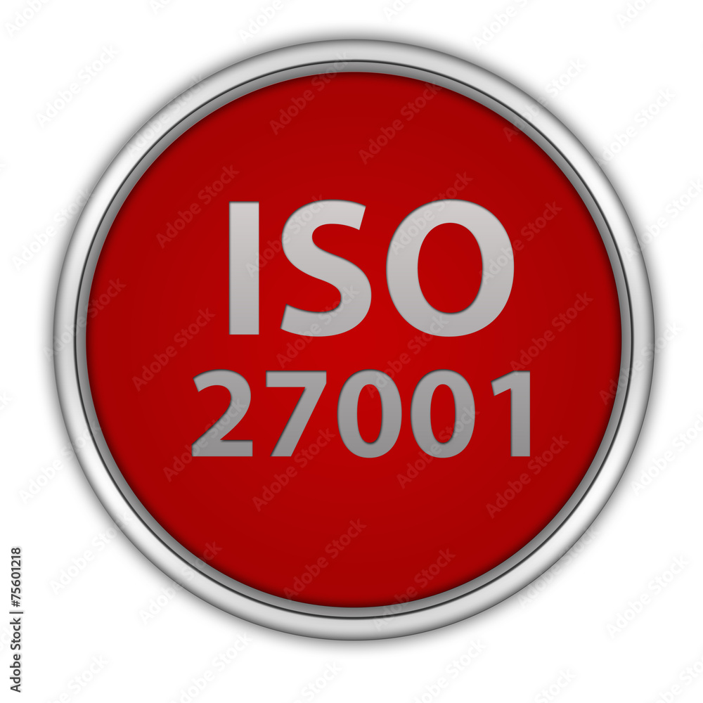 Iso 27001 circular icon on white background Iso 27001 circular icon on white background