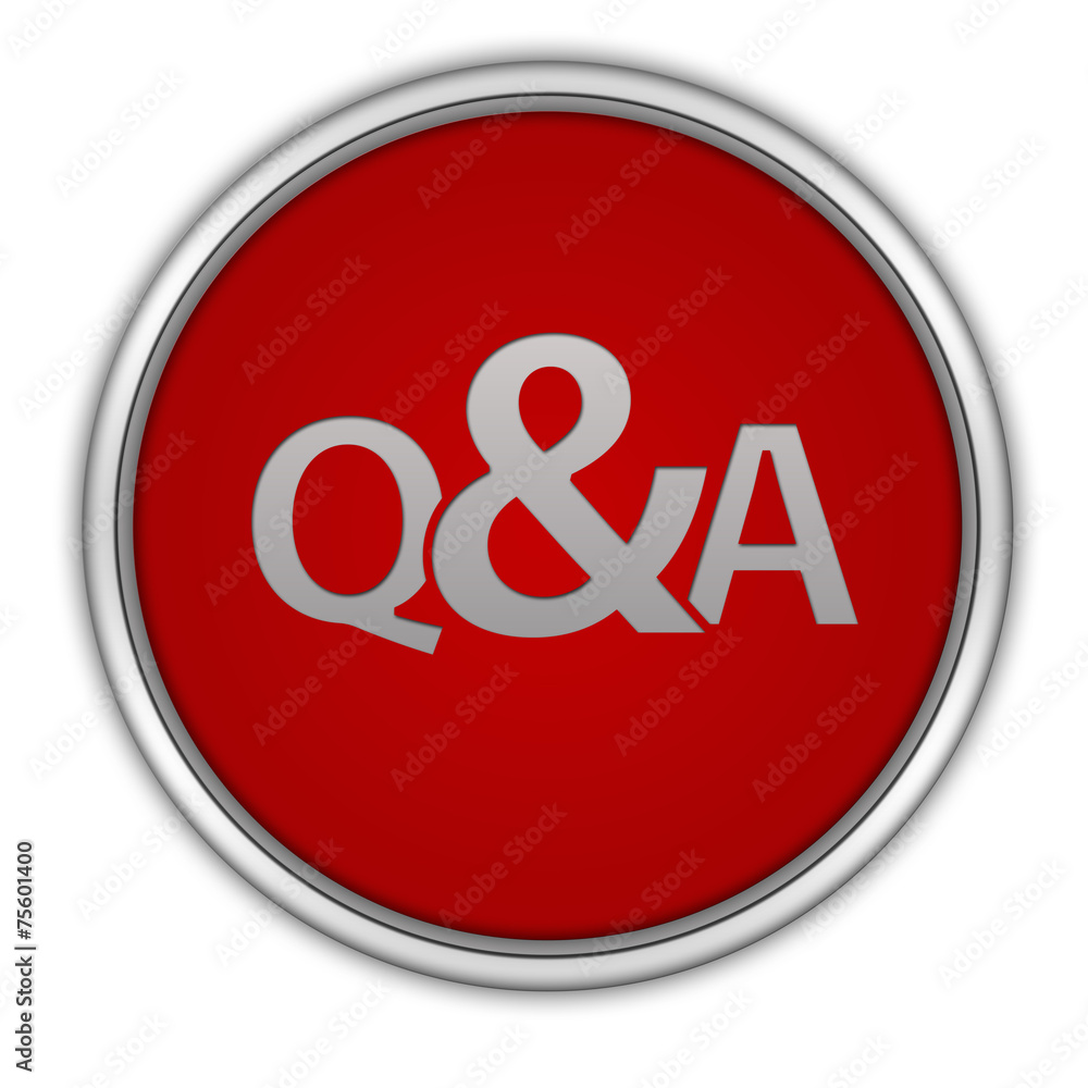 Q&A circular icon on white background Q&A circular icon on white background