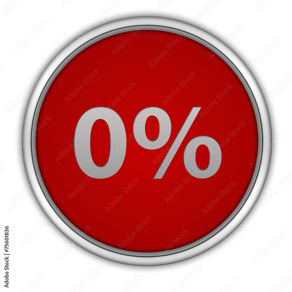 Zero percent circular icon on white background Zero percent circular icon on white background
