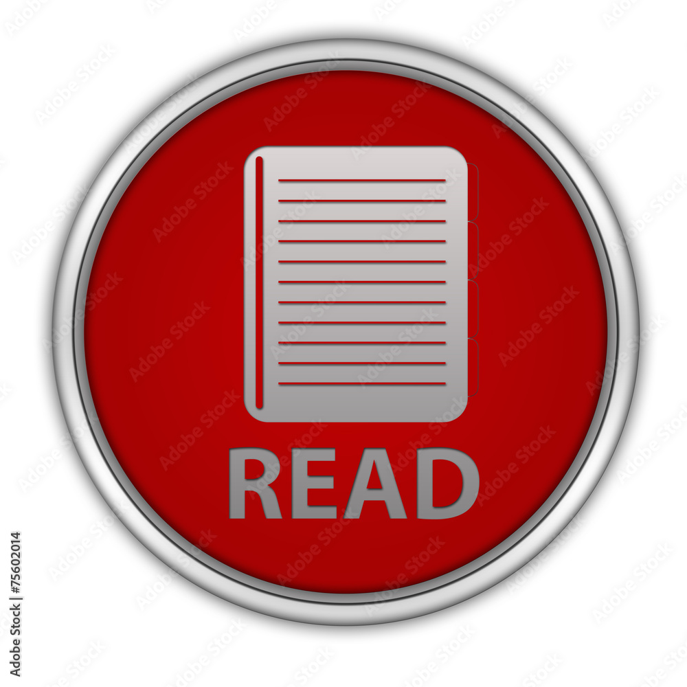 Read circular icon on white background Read circular icon on white background