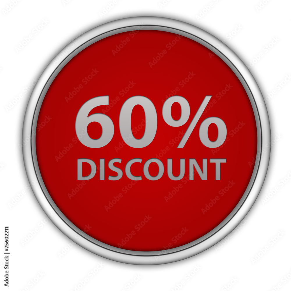 Discount sixty percent circular icon on white background Discount sixty percent circular icon on white background