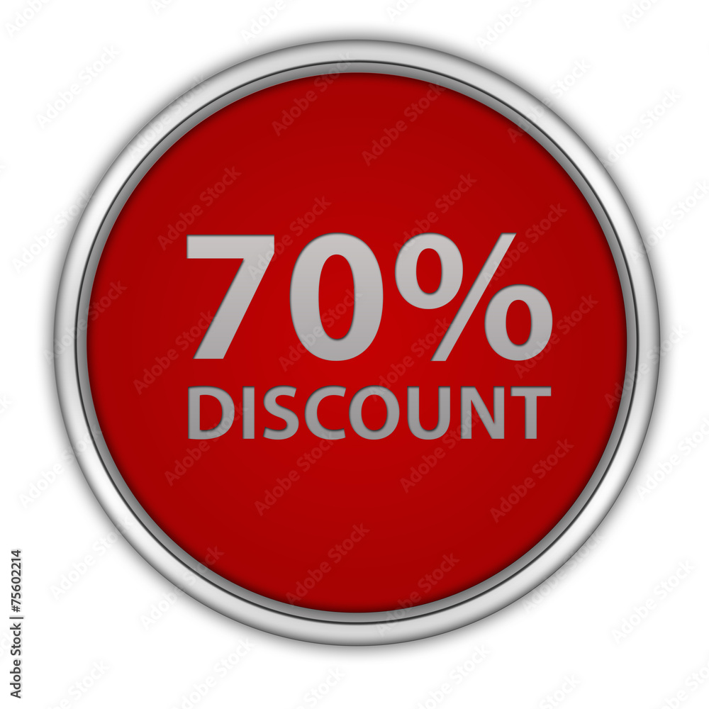 Discount seventy percent circular icon on white background Discount seventy percent circular icon on white background