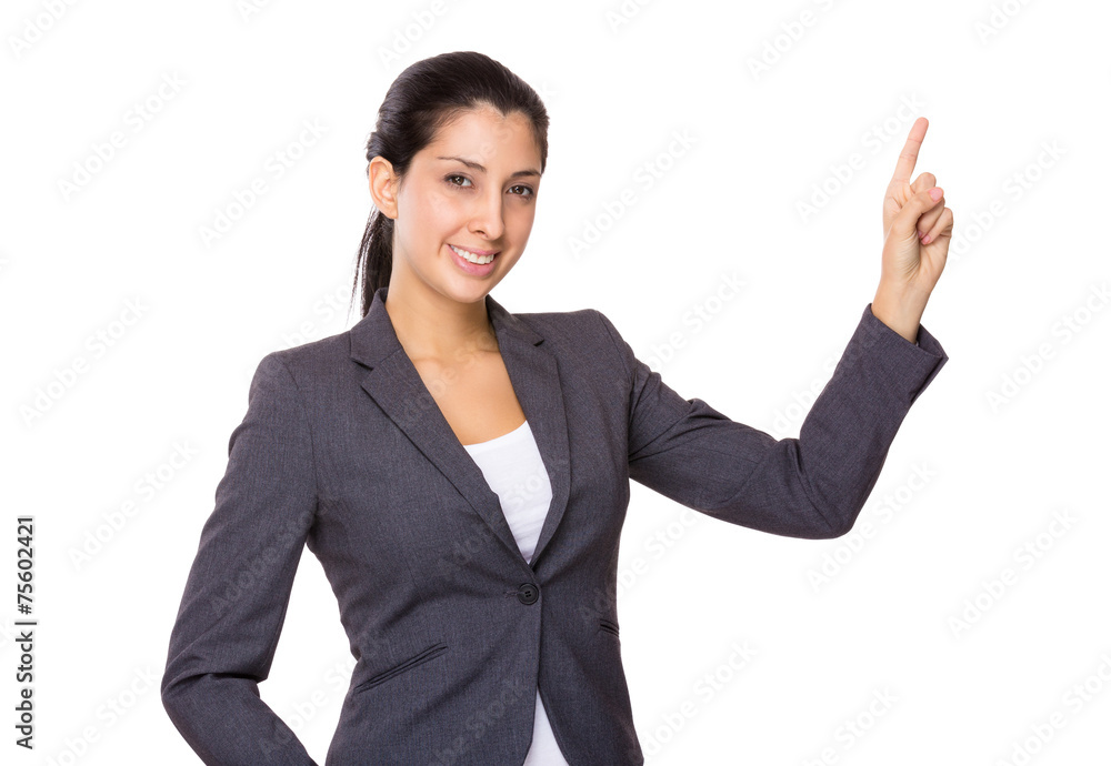 Businesswoman with finger point up Businesswoman with finger point up
