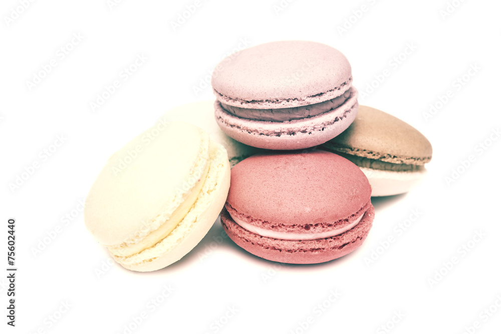 Retro Photo Of Sweet French Macaroon Pile Retro Photo Of Sweet French Macaroon Pile