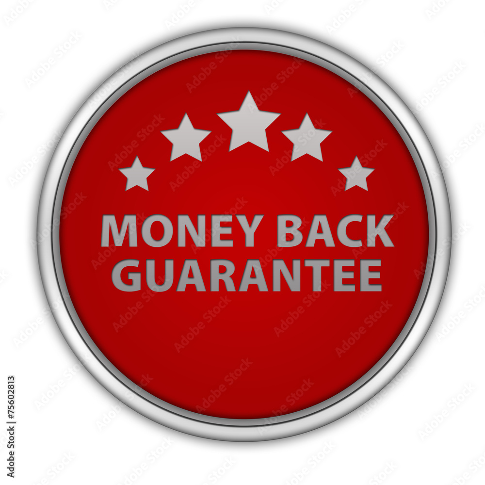 Money back guarantee circular icon on white background Money back guarantee circular icon on white background