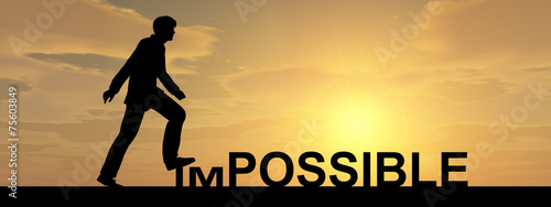Plakat Conceptual impossible concept with a man