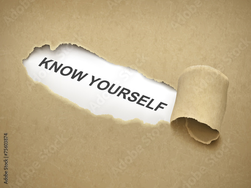know yourself words behind torn paper