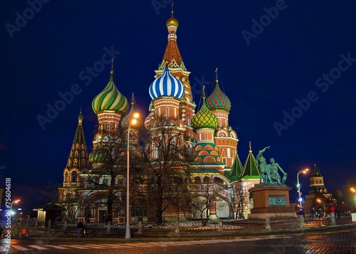 St. Basil's Cathedral night view, Moscow, Russia