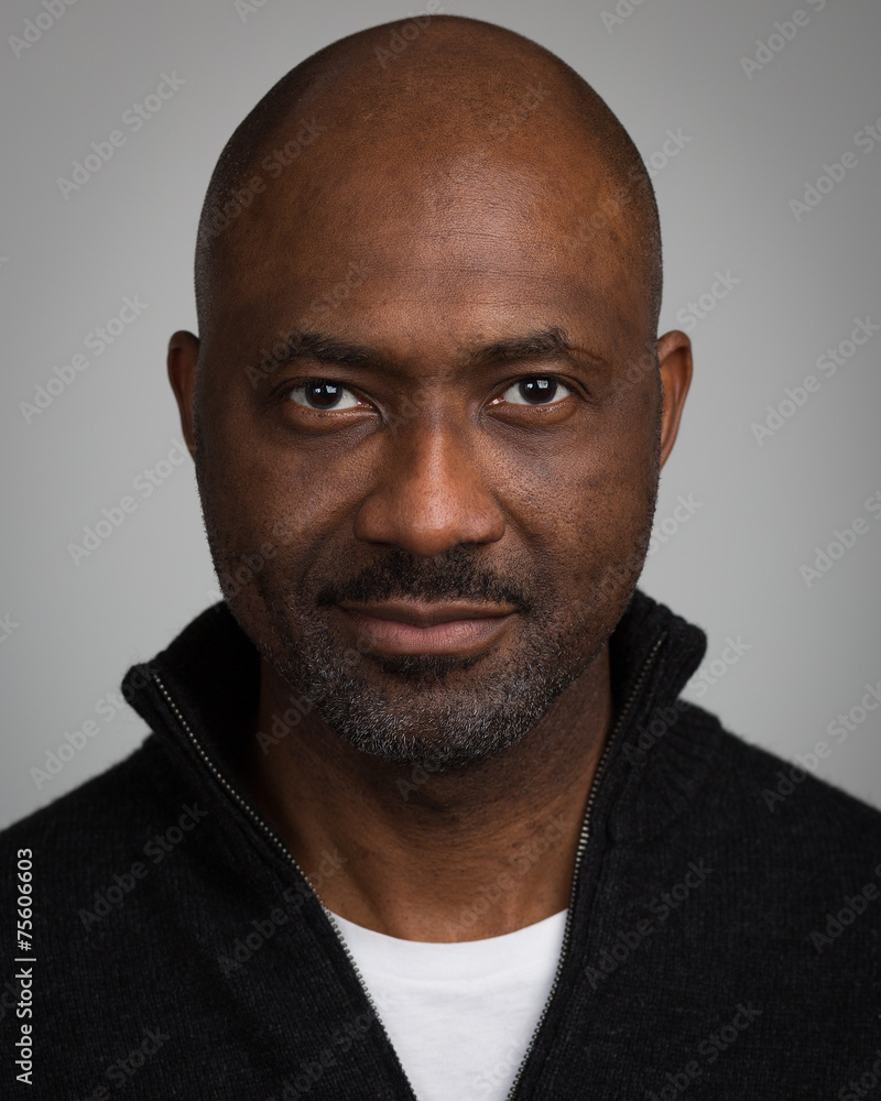 Bald Unshaven Black Man In His Forties Bald Unshaven Black Man In His Forties