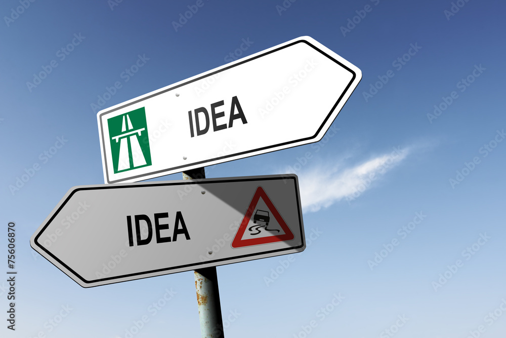 Fototapeta premium Idea directions. Choice for easy way or hard way.