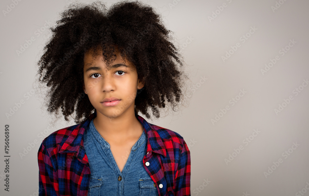 Mixed Race Girl With Whacky Afro Hair Mixed Race Girl With Whacky Afro Hair