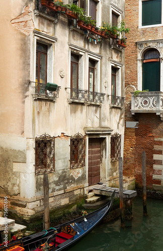 Gondola parked in Venice backyard.