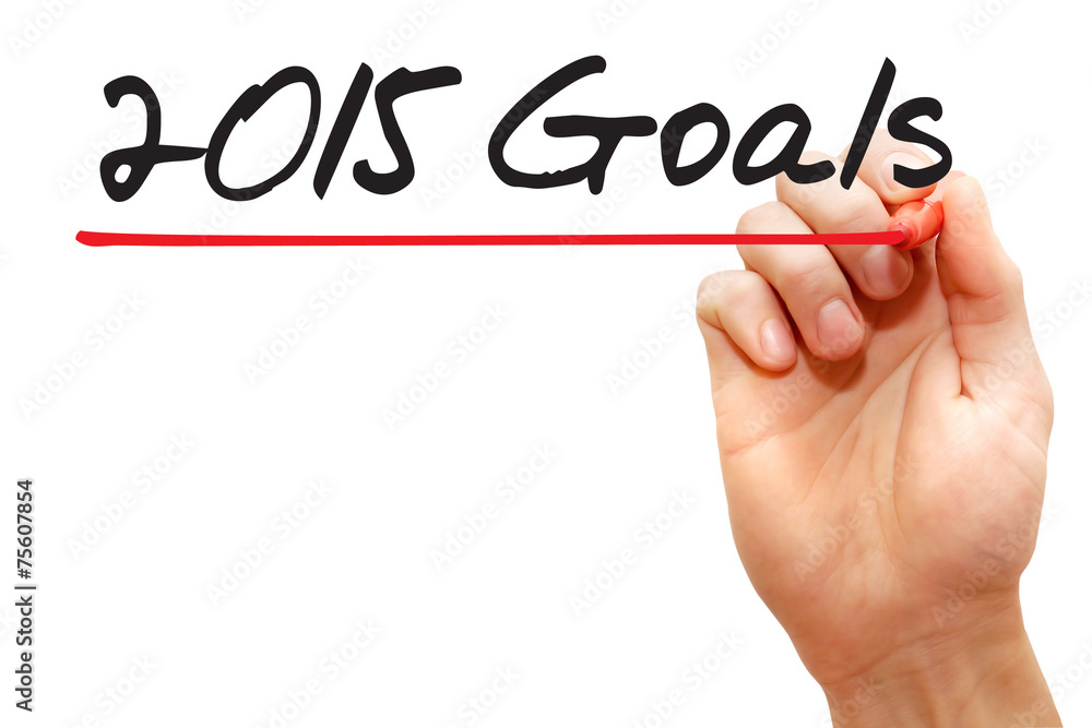 Hand writing 2015 Goals with red marker, business concept Hand writing 2015 Goals with red marker, business concept