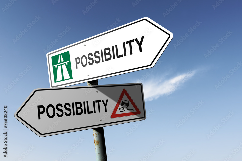 Possibility directions. Choice for easy way or hard way.