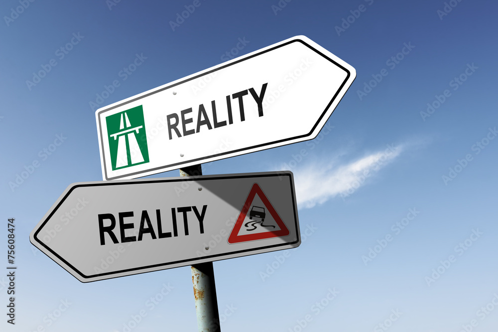 Reality directions. Choice for easy way or hard way. Reality directions. Choice for easy way or hard way.
