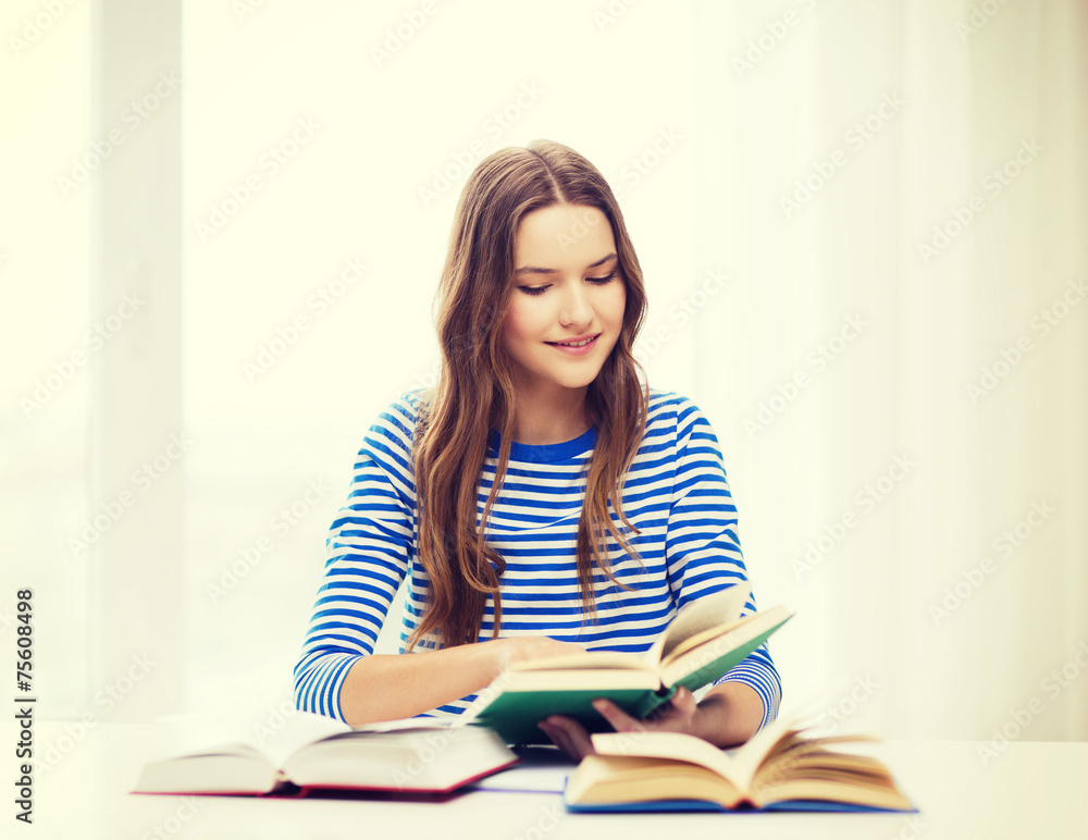 happy smiling student girl with books happy smiling student girl with books
