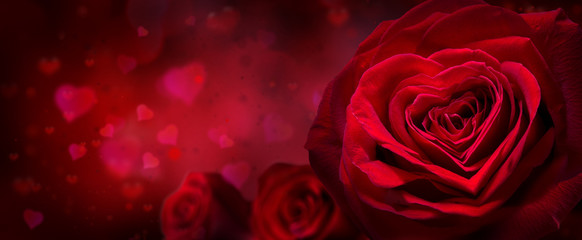 valentine invitation with hearts and red roses
