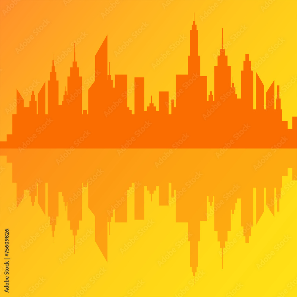 Modern City Skyscrapers Skyline On Sunrise Modern City Skyscrapers Skyline On Sunrise
