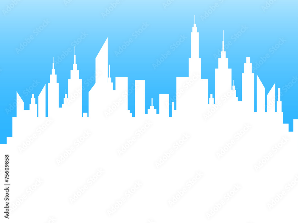 Modern City Skyscrapers Skyline Silhouette On Night Sky Modern City Skyscrapers Skyline Silhouette On Night Sky
