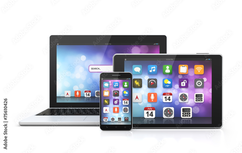 mobile technology laptop, smartphone, tablet